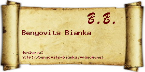 Benyovits Bianka névjegykártya